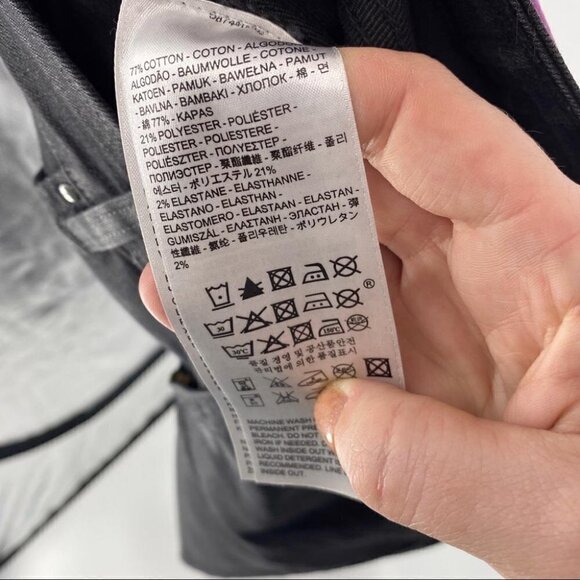 Levi’s black shiny waxy mid rise bootcut skinny. Stretch glam punk. Sz 27 - Picture 8 of 9